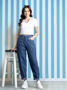 DressBerry Women High-Rise Stretchable Slouchy Fit Jeans with Detachable Chain