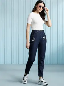 DressBerry Women Boyfriend Fit High-Rise Embellished Stretchable Jeans