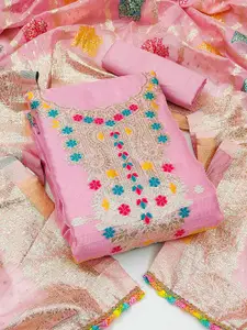 KALINI Floral Woven Design Zari Unstitched Dress Material