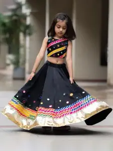 BAESD Girls Embroidered Mirror Work Detailed Ready to Wear Lehenga With Choli