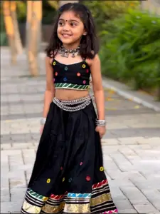 BAESD Girls Embroidered Mirror Work Ready to Wear Lehenga & Choli