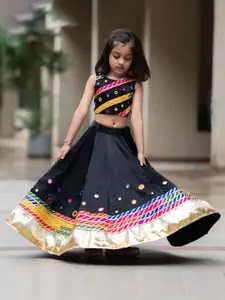 BAESD Girls Embroidered Mirror Work Detailed Ready to Wear Lehenga With Choli