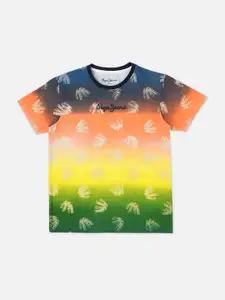 Pepe Jeans Boys Floral Printed Round Neck Pure Cotton T-shirt