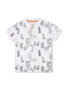 Pepe Jeans Boys Typography Printed Polo Collar Pure Cotton T-shirt