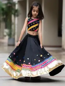 BAESD Girls Embroidered Mirror Work Ready to Wear Lehenga & Blouse