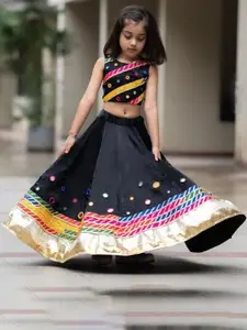 BAESD Girls Embroidered Mirror Work Ready to Wear Lehenga & Blouse