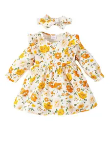StyleCast Girls Yellow Floral Printed Fit & Flare Dress