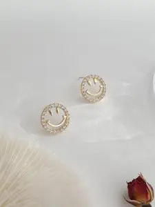 FIMBUL Stainless Steel Gold-Plated Circular Studs Earrings