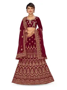 MANVAA Embroidered Thread Work Semi-Stitched Lehenga & Unstitched Blouse With Dupatta