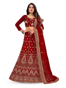 MANVAA Embroidered Semi-Stitched Lehenga & Unstitched Blouse With Dupatta