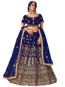 MANVAA Embroidered Thread Work Semi-Stitched Lehenga & Unstitched Blouse With Dupatta