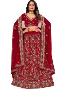 MANVAA Embroidered Semi-Stitched Lehenga & Unstitched Blouse With Dupatta