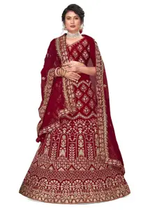 MANVAA Embroidered Thread Work Semi-Stitched Lehenga & Unstitched Blouse With Dupatta