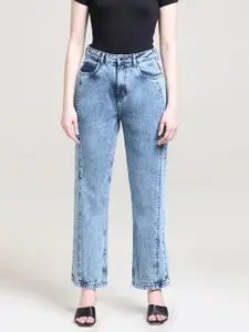 Gloria Vanderbilt Women Anti Straight Fit High Rise Heavy Fade Pure Cotton Jeans