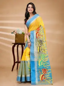 DipDiya Ethnic Woven Design Embroidered Pure Cotton Taant Saree