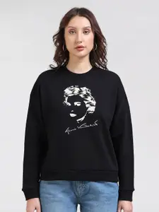 Gloria Vanderbilt Graphic Printed Round Neck Terry Sweatshirt