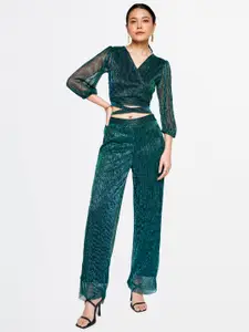 AND V-Neck Long Sleeves Top With Trousers