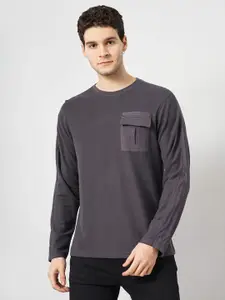 Celio Textured Long Sleeves Pockets Cotton T-shirt