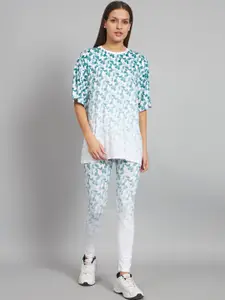 NEWD Abstract Printed Round Neck Short Sleeves T-shirt With Leggings