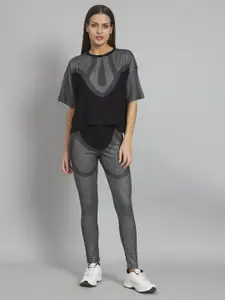 NEWD Geometric Printed T-Shirt With Leggings Sports Co-Ords