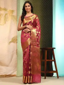 Silk Land Woven Design Paisley Zari Silk Blend Fusion Banarasi Saree