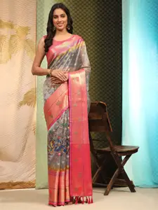 Silk Land Woven Design Zari Art Silk Fusion Banarasi Saree