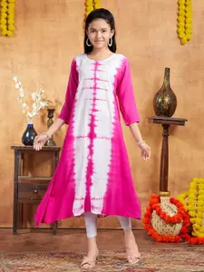 Aarika Girls Tie & Dye Printed Round Neck Cotton A-Line Kurta