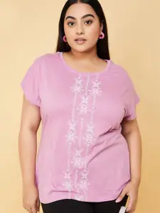 max Plus Size Printed Pure Cotton Extended Sleeves T-shirt