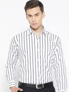 Hancock Comfort Plus Size Vertical Stripes Spread Collar Long Sleeves Cotton Formal Shirt