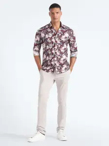 Flying Machine Slim Fit Floral Printed Pure Cotton Casual Shirt