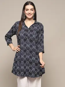 Biba Spread Collar Viscose Rayon Opaque Printed Casual Shirt