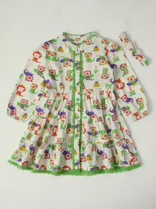 Bella Moda Girls Floral Print Cotton Fit & Flare Dress