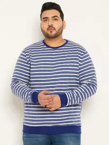 bigbanana Plus Size Striped Round Neck Cotton Sweatshirt