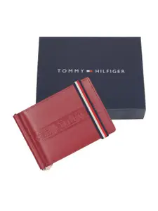 Tommy Hilfiger Men Brand Logo Textured Leather Two Fold Wallet