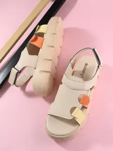 DressBerry Yellow Open Toe Flatform Heels