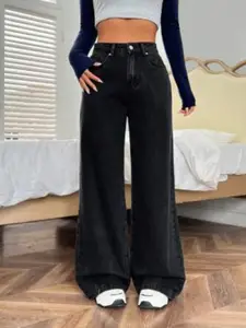 BROADSTAR Women Smart Wide Leg High-Rise Cotton Jeans
