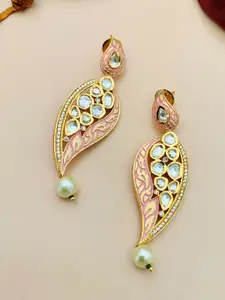 ABDESIGNS Gold-Plated Kundan Studded Classic Drop Earrings