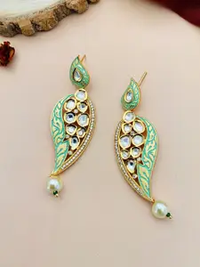 ABDESIGNS Gold-Plated Kundan Studded Classic Drop Earrings