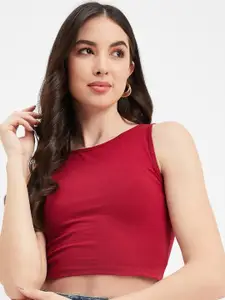 Hypernation Sleeveless Cotton Fitted Crop Top