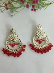 Crunchy Fashion Gold-Plated Stone-Studded & Beaded Chandbalis