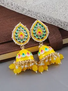 Crunchy Fashion Gold Plated Dome Shaped Meenakari Jhumka