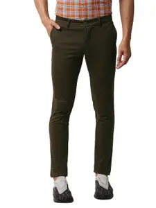 Basics Men Mid-Rise Flat-Front Cotton Tapered Fit Chinos Trousers