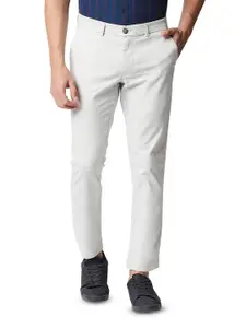 Basics Men Tapered Fit Mid-Rise Cotton Casual Denim Chinos Trouser