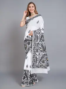 V3 FASHION STUDIO Floral Woven Design Pure Cotton Jamdani Saree