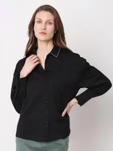 Vero Moda Slim Fit Spread Collar Embellished Casual Shirt