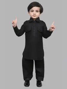 BAESD Boys Shirt Collar Pathani Kurta with Trousers