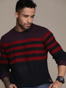 Roadster Men Striped Pullover Sweater