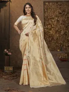 Quelea Floral Woven Design Zari Pure Silk Banarasi Saree