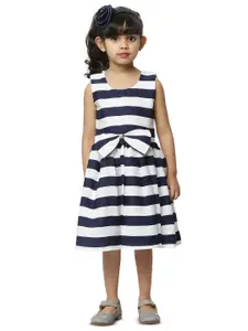 BAESD Girls Striped Round Neck Fit & Flare Dress