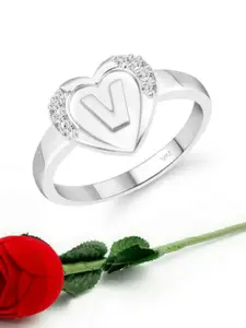 Vighnaharta Rhodium-Plated CZ-Studded Finger Ring